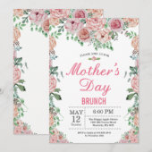 フローラピンクペニーズマザーズデイブランチ招待状 招待状 (正面/裏面)