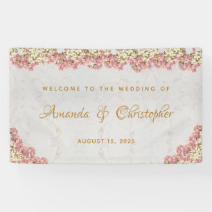 フローラピンクホワイトオーランズマーブルスクリプ結婚ト 横断幕