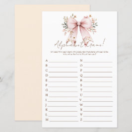 フローラピンクボウガールベビーシャワーアルファベット
