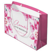 フローラピンクボウコケットスイーツ16誕生日 ラージペーパーバッグ (裏面アングル)