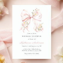 フローラピンクボウブライダルシャワー招待