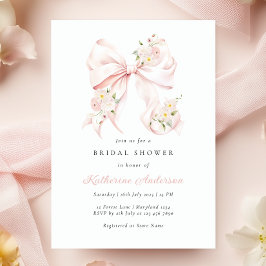 フローラピンクボウブライダルシャワー招待 招待状