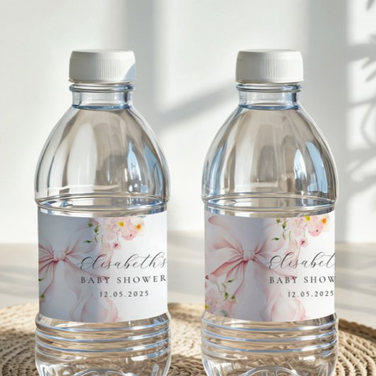 フローラピンクボウベイビーシャワーバッグ ペットボトルラベル
