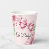 フローラピンクボウベイビーシャワー 紙コップ (正面)