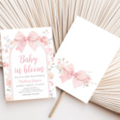 フローラピンクボウベビーイン開花ベビーシャワー 招待状