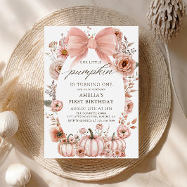 フローラピンクボウリトルカボチャ誕生日招待状 招待状