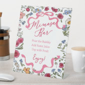 フローラピンクボウ彼女が結んでいる結び目ミモサバー 台座サイン (インサイチュ)