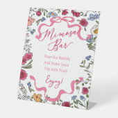 フローラピンクボウ彼女が結んでいる結び目ミモサバー 台座サイン (正面)