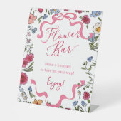 フローラピンクボウ結び結び花バー 台座サイン (正面)