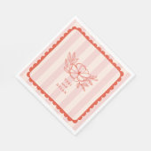 フローラピンクボストライプタニカル結婚 スタンダードランチョンナプキン (角)