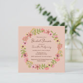 フローラピンクボタニカルピンク春ブライダルシャワー 招待状 (スタンド正面)