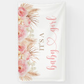 フローラピンクボホパンパベビーシャワーバナー 横断幕 (縦)