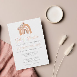 フローラピンクボホレインボーパンパスグラスベビーシャワー 招待状