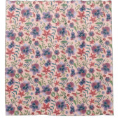 フローラピンクボーホオールオーバープリントシャワーカーテン シャワーカーテン (正面)