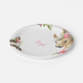 フローラピンクポニー&カウベビーシャワーホワイト ペーパープレート (アングル)