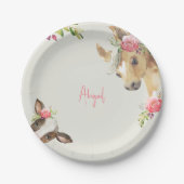 フローラピンクポニー&カウベビーシャワー ペーパープレート (正面)