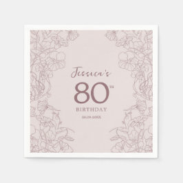 フローラピンクマウヴ誕生日 スタンダードカクテルナプキン