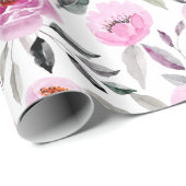 フローラピンクマウーブの水色 ラッピングペーパー (ロールコーナー)