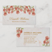 フローラピンクマグノリアホワイトマーブルゴールデンスクリプト 名刺 (正面/裏面)