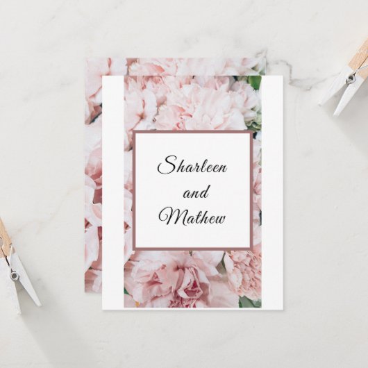 フローラピンクマグノリア結婚式招待状 招待状 (正面/裏面インサイチュ)