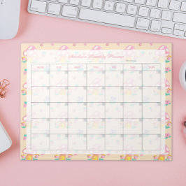 フローラピンクマッシュルームクリームイエロープランナー名 ノートパッド