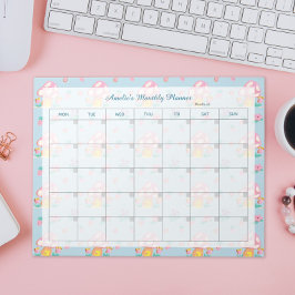 フローラピンクマッシュルームライトブループランナー名 ノートパッド