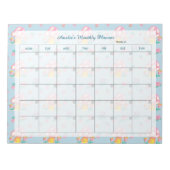 フローラピンクマッシュルームライトブループランナー名 ノートパッド (正面)