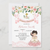 フローラピンクメキシコの女の子の聖餐式招待状 招待状 (正面)