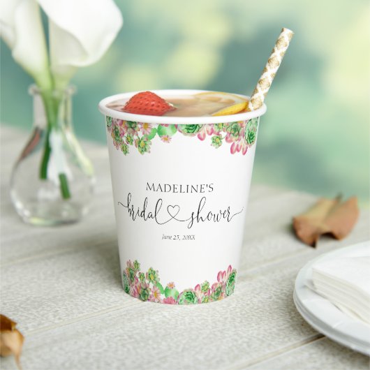 フローラピンクメキシコサボテンブライダルシャワー 紙コップ (インサイチュ)