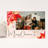 フローラピンクメリークリスマスツーフォトホリデーカード シーズンカード