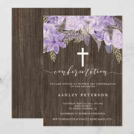 フローラピンクラベンダー水色木材確認 招待状