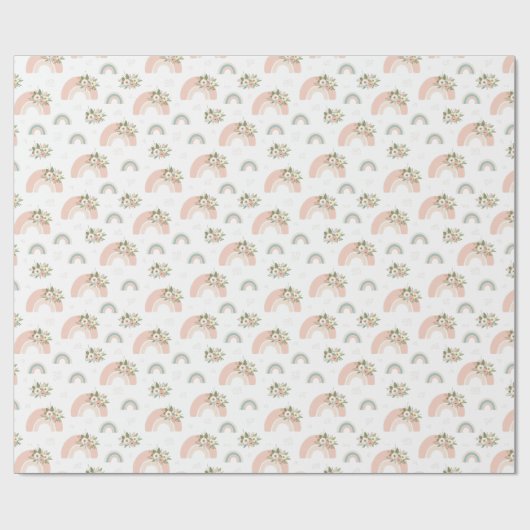 フローラピンクレインボー ラッピングペーパー (フラット)
