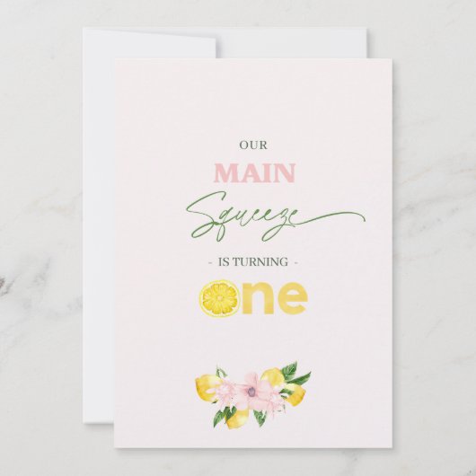 フローラピンクレモンメインスクイーズ1st誕生日 招待状 (裏面)