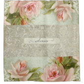 フローラピンクロセスダマスクヴィンテージウェルモダンカム シャワーカーテン (正面)