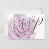 フローラピンクローズウォーターカラーウェディングRSVP 出欠カード (正面)