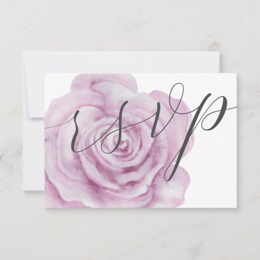 フローラピンクローズウォーターカラーウェディングRSVP 出欠カード (正面)