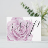 フローラピンクローズウォーターカラーウェディングRSVP 出欠カード (スタンド正面)