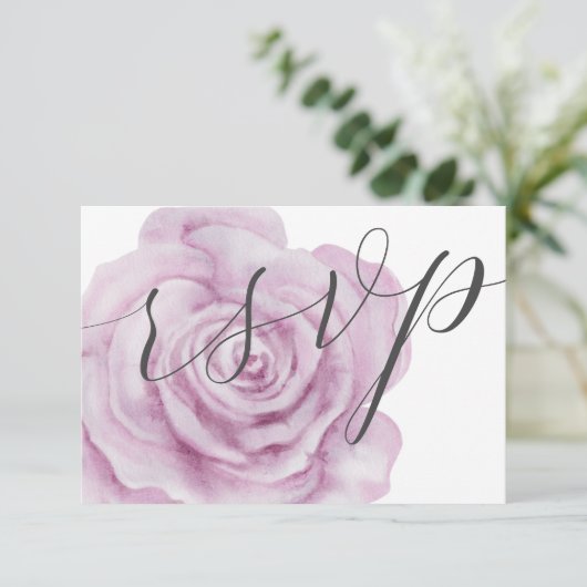 フローラピンクローズウォーターカラーウェディングRSVP 出欠カード (スタンド正面)