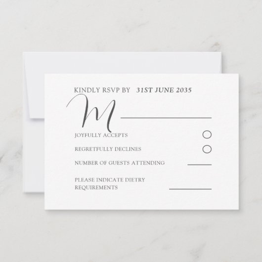 フローラピンクローズウォーターカラーウェディングRSVP 出欠カード (裏面)