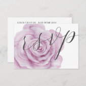 フローラピンクローズウォーターカラーウェディングRSVP 出欠カード (正面/裏面)