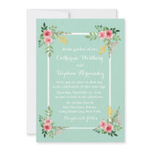 フローラピンクローズウォーターカラーミントグリーン結婚ズ