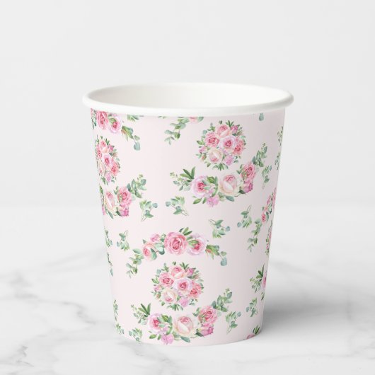 フローラピンクローズエレガントティーパーティー 紙コップ (裏面)