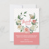 フローラピンクローズガールベビーシャワー誕生日 サンキューカード (正面)