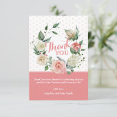 フローラピンクローズガールベビーシャワー誕生日 サンキューカード (スタンド正面)