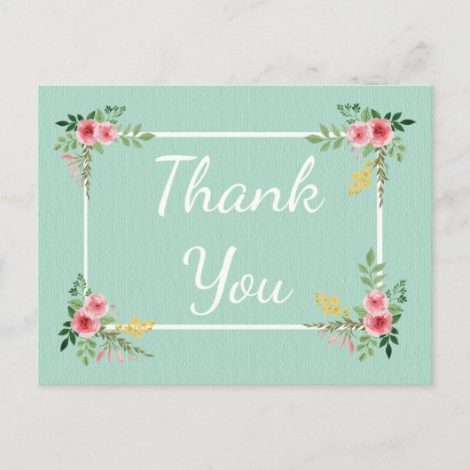 フローラピンクローズサンキューフラワーミント結婚ズ ポストカード (正面)