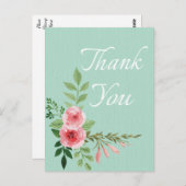 フローラピンクローズサンキューフラワーミント結婚ズ ポストカード (正面/裏面)