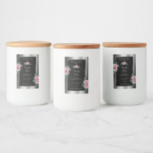 フローラピンクローズシルバーと黒の商品ラベル フードラベル (ボトル)