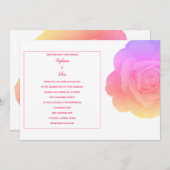 フローラピンクローズフラワーアートエレガモダンントウェディング 招待状 (正面/裏面)