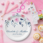 フローラピンクローズフローラウォーター結婚カラー ペーパープレート (パーティー)