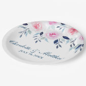 フローラピンクローズフローラウォーター結婚カラー ペーパープレート (アングル)